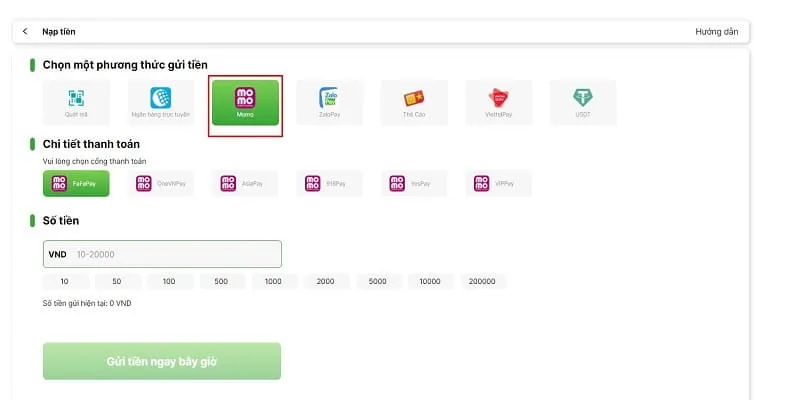 Nạp qua ví điện tử dễ dàng và vô cùng tiện lợi